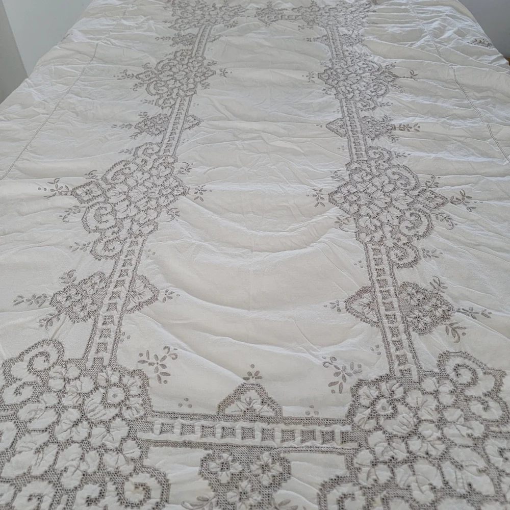 Maderia Style Cutwork Embroidery Tablecloth